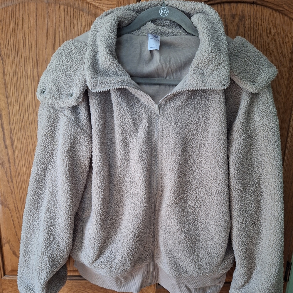 Te Verde fleece full zip light brown (beige) jacket with hood